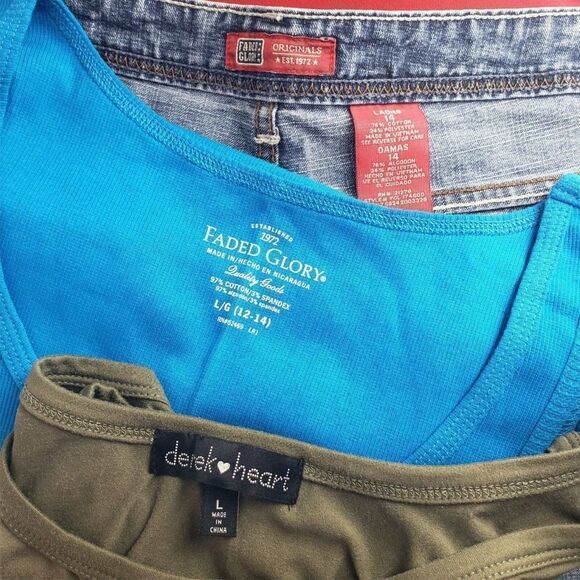 Lot of 3 Faded Glory Jean Shorts & Tank Tops 14 Lg - Picture 7 of 7